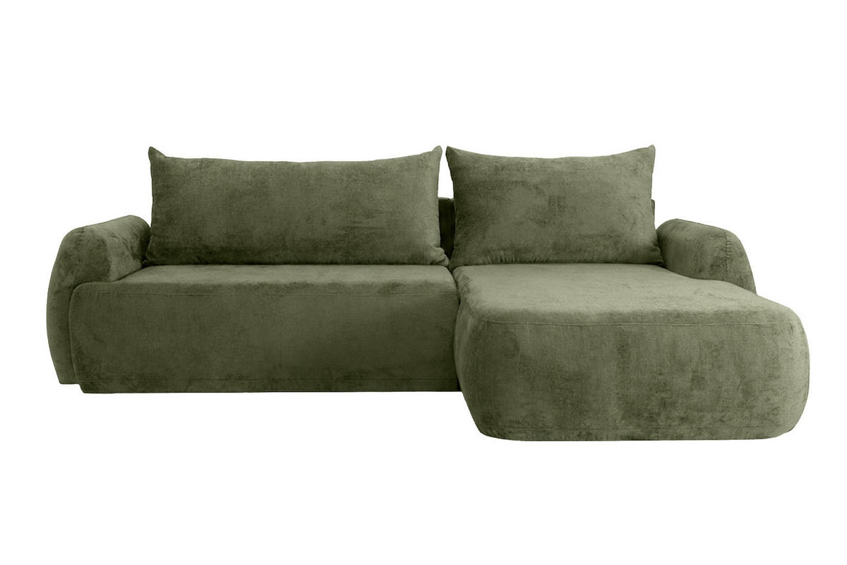 ECKSOFA Mit Schlaffunktion Und Bettkasten, Chenille-Stoff Perfecto, Grün, Rechts, HELA II - Grün, Holz (280/184cm) - Kaiser Möbel