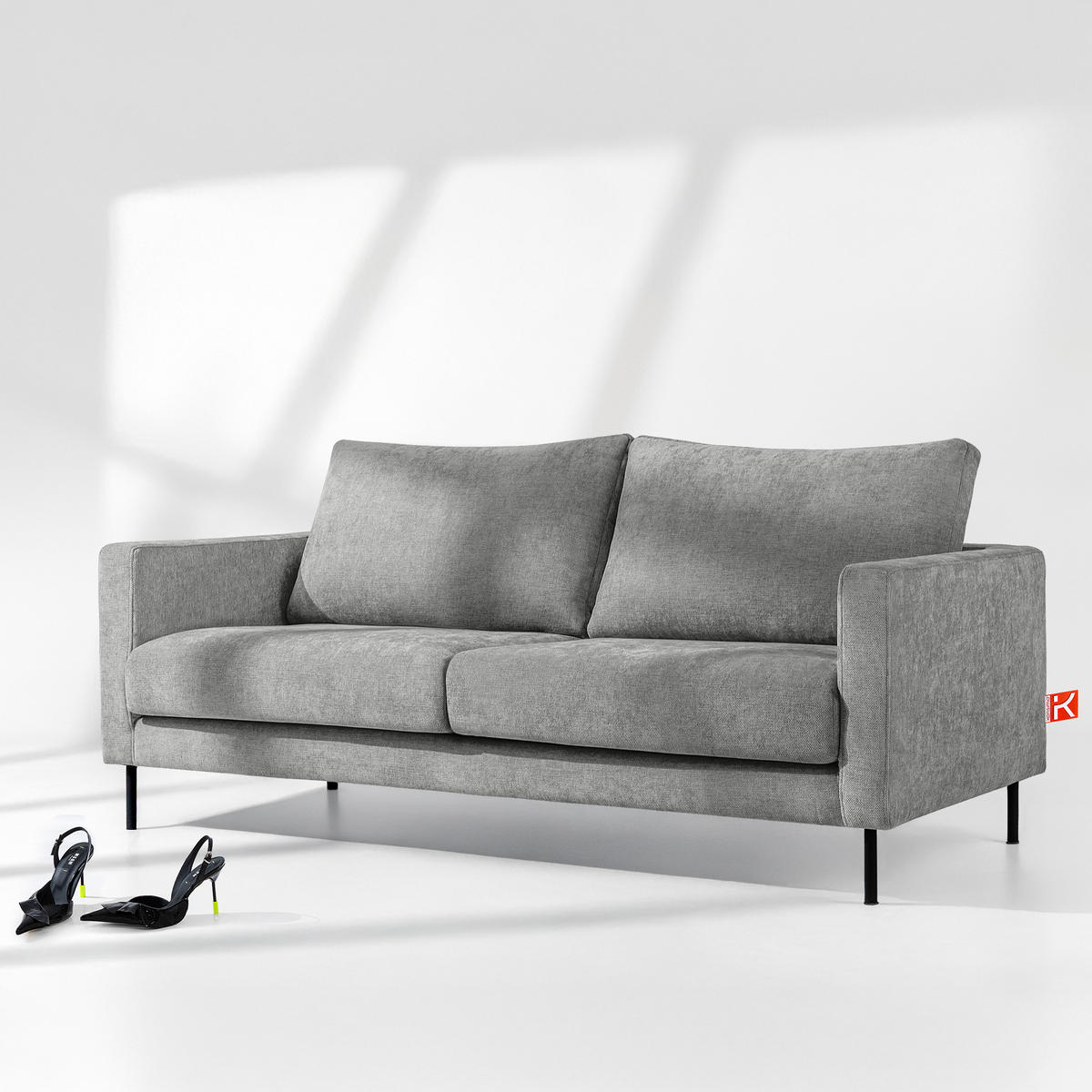SOFA LUMO, 3-Sitzer, Grau - Schwarz/Grau, Holz/Holzwerkstoff (198/90/95cm) - KONSIMO®