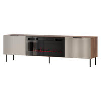 TV-LOWBOARD Almera 06 mit Kamin - Kaschmir/Nussbaumfarben, Holzwerkstoff/Metall (181/53/42cm) - MIRJAN24