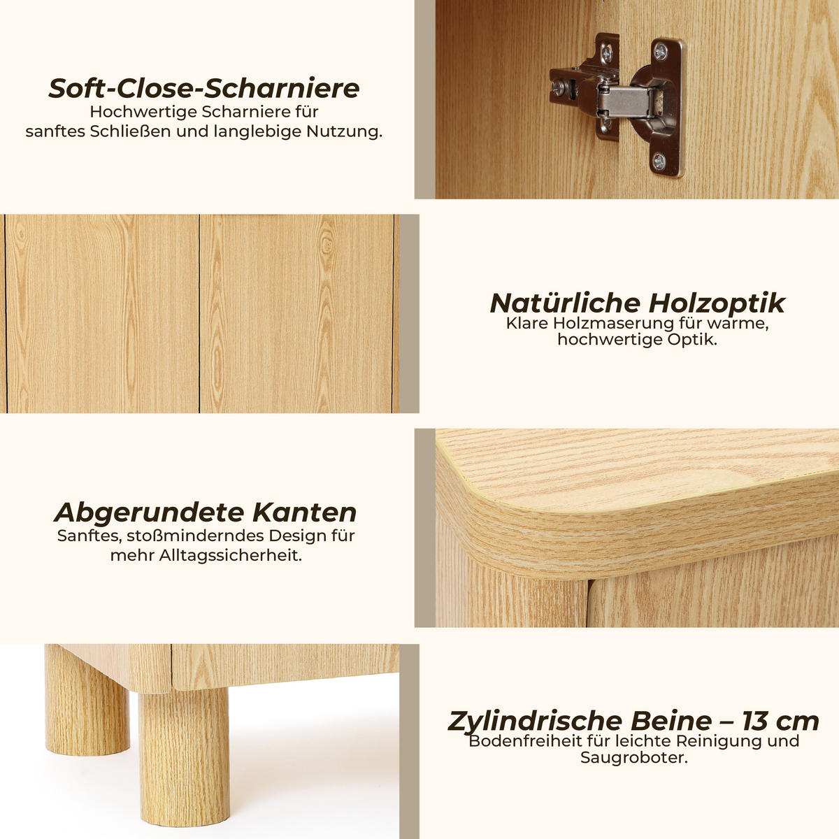 MODERNES Sideboard Wohnzimmer, Kommode mit 2 Türen | B72 x T39,5 x H75 cm - Eichefarben/Braun, Holz (72/75/39.5cm) - Hometopia