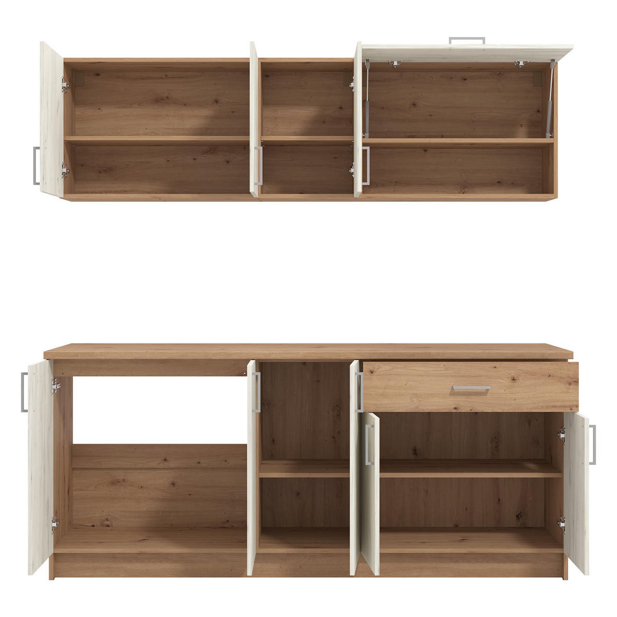 KÜCHENLEERBLOCK 200 cm in Weiß - Zinkfarben/Braun, Holz (200/206/60cm) - Homestyle4u
