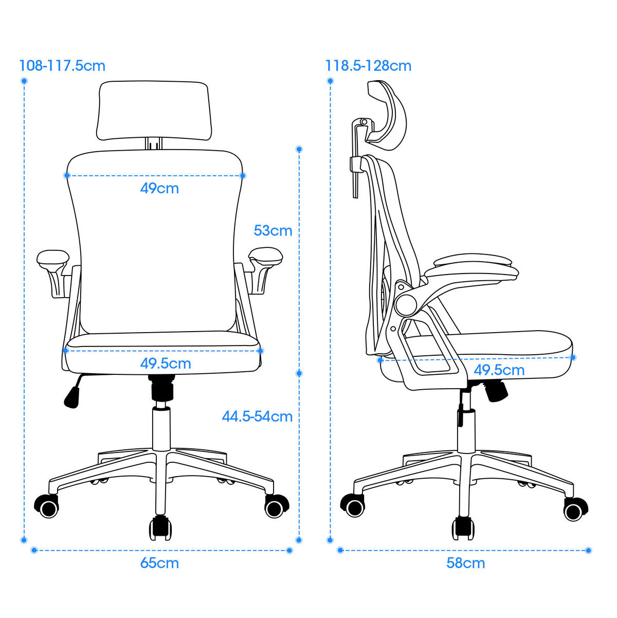 BÜROSTUHL in Grau 65x58x108 cm mit Netzrücken und höhenverstellbarem Sitz - Grau, Textil (58/108/65cm) - IVMEU