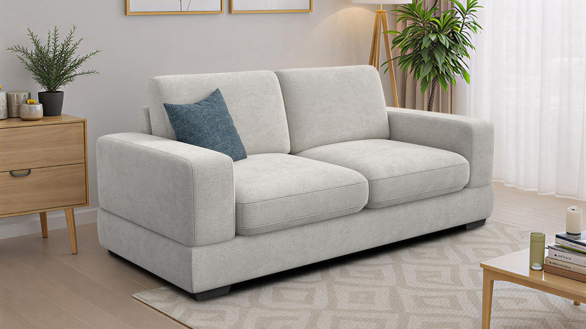 SOFA OTTO 3-Sitzer, creme - Creme/Schwarz, Holz/Textil (201/89/98cm) - Courtois Laville