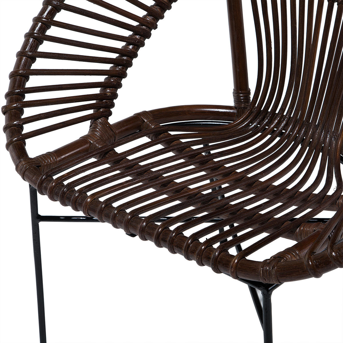 RATTAN SZÉK Rattan Barna Sarita - barna, természetes anyagok/fém (70/80/48cm) - Beliani
