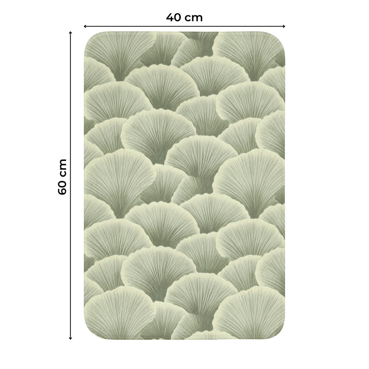 WC PŘEDLOŽKA Vějíř - list - zelený 40x60 cm - pastelově zelená, textil/plast (40/1cm) - OnlyWow