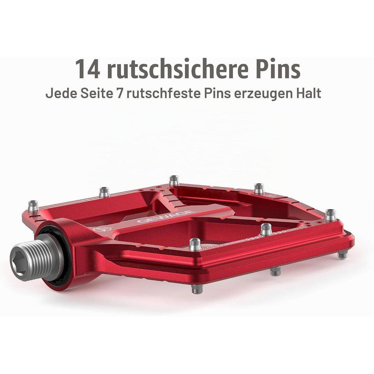 PEDALE CNC-Aluminium ultraflach mit 14 Pins Rot - Rot, Metall (11/1.5/12cm)