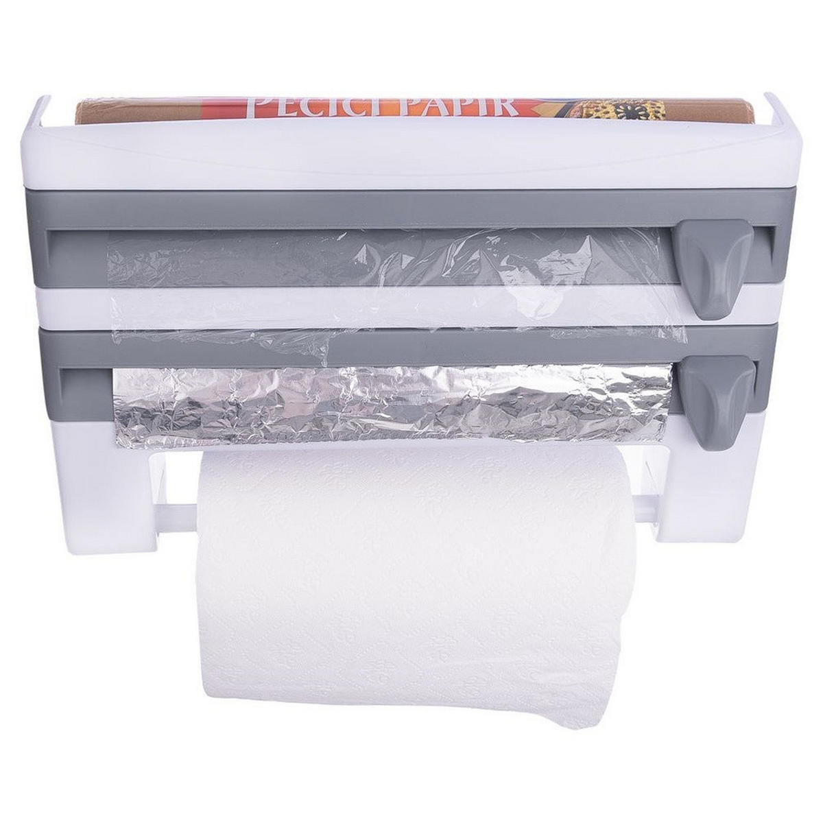 KÜCHENROLLENHALTER 3-in-1 Wandmontage 38 cm Weiß-Grau - Multicolor, Kunststoff (38/25/8cm) - Orion 