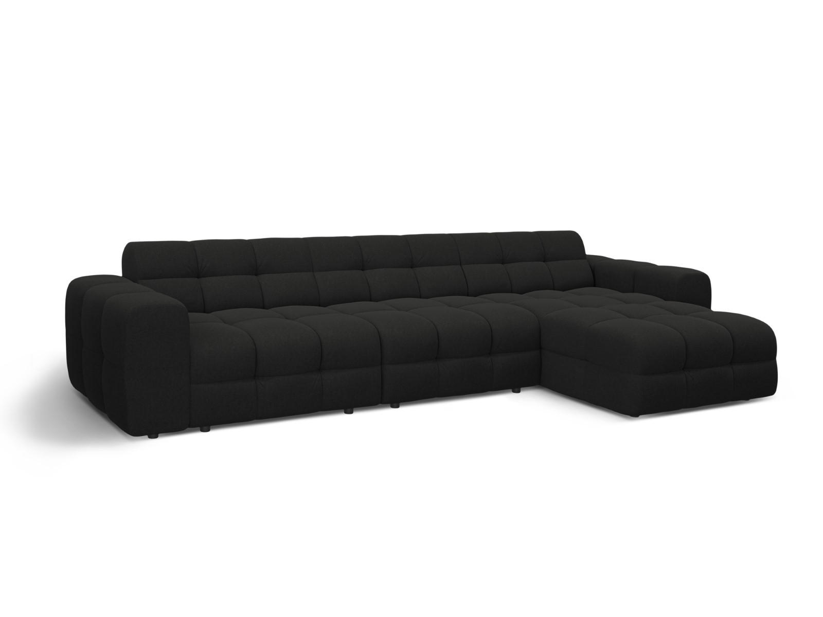 ECKSOFA rechts Kendal aus strukturiertem Stoff schwarz 5 Sitzplätze - Schwarz, Textil (173/357cm) - Micadoni