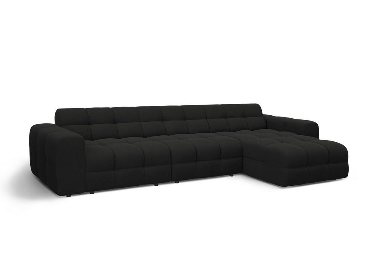 ECKSOFA rechts Kendal aus strukturiertem Stoff schwarz 5 Sitzplätze - Schwarz, Textil (173/357cm) - Micadoni