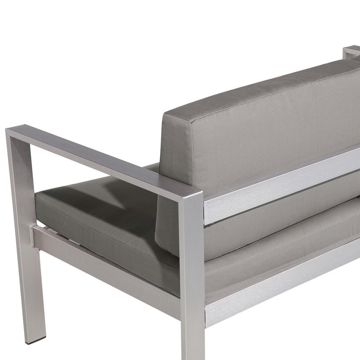 GARTENSOFA Aluminium 2-Sitzer Auflagen dunkelgrau Salerno - Dunkelgrau, Metall (142/80/70cm) - Beliani
