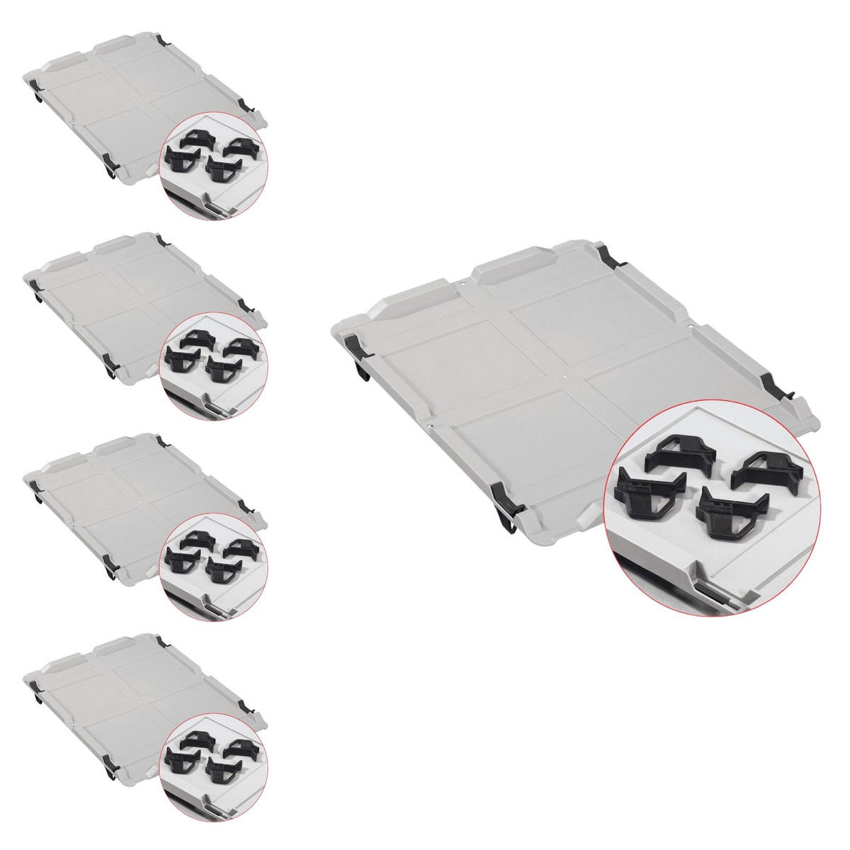 EUROBOX 5x Nextgen Economy Mit Auflagedeckel Grau/Schwarz Griffe Geschlossen - Schwarz, Kunststoff (40/17/60cm) - PROREGAL