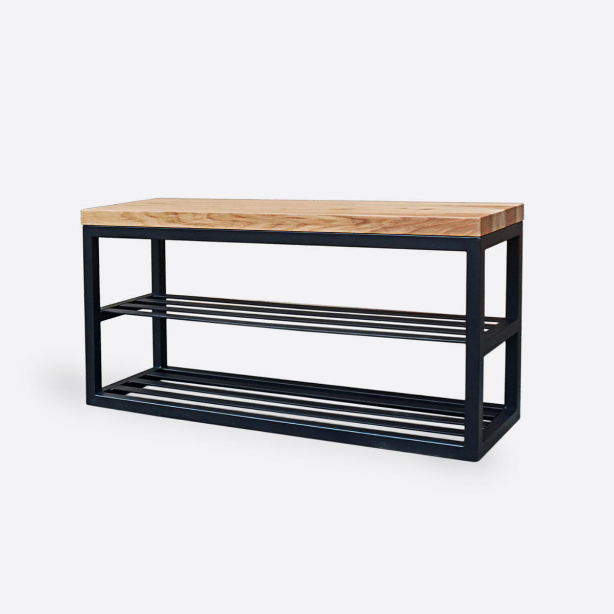 EICHENBANK mit Regal Sitz im Loft Stil für Flur HUGON III - Eichefarben, Holz (100/50/30cm) - Rawood Furniture