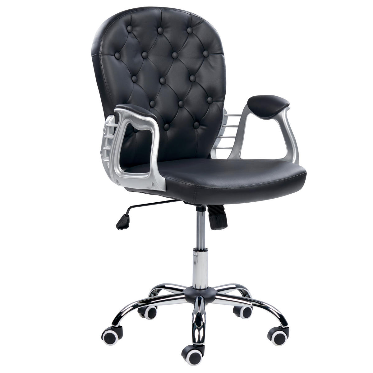 BÜROSTUHL Kunstleder Schwarz Princess - Schwarz, Textil/Metall (60/98/60cm) - Beliani