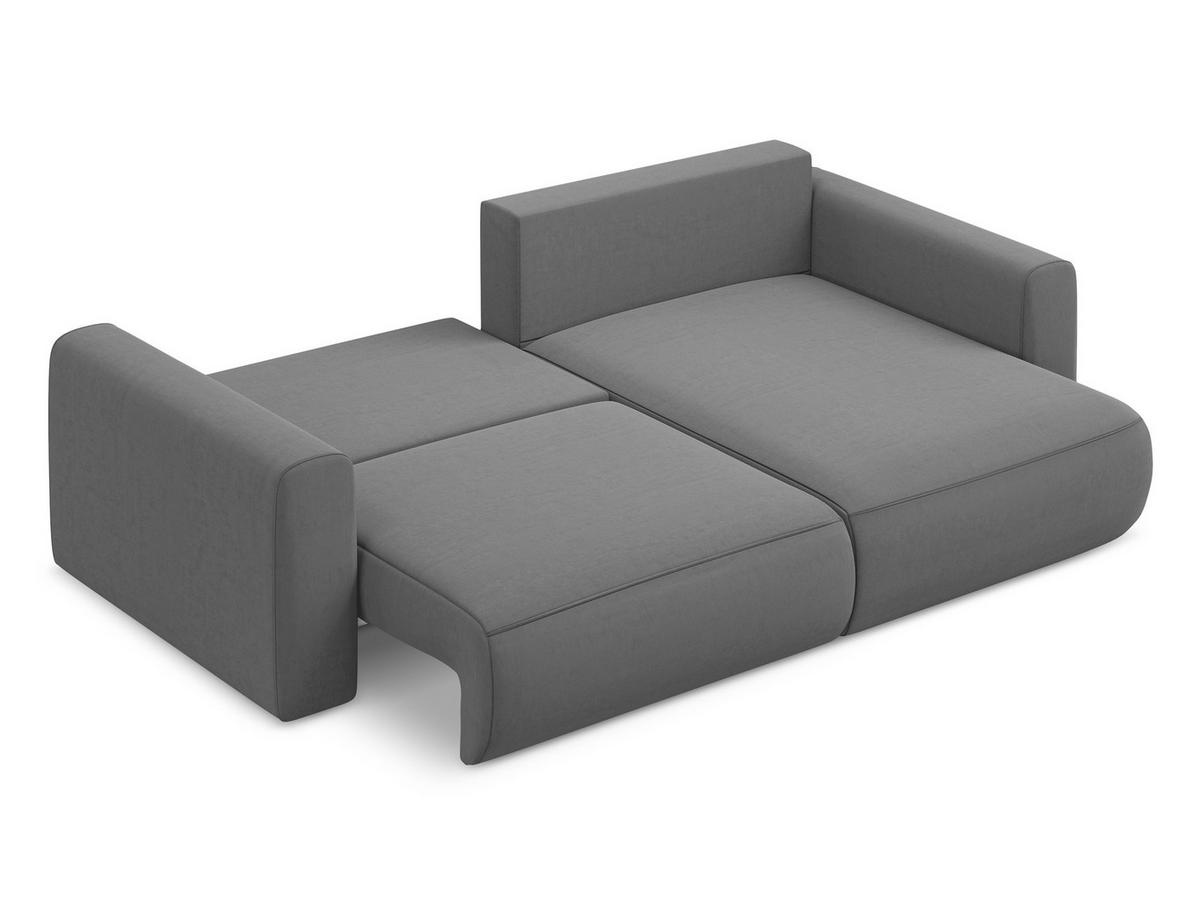 ECKSOFA mit Schlaffunktion Samt Stoff Grau - Schwarz/Grau, Kunststoff/Textil (240/149cm) - Makamii