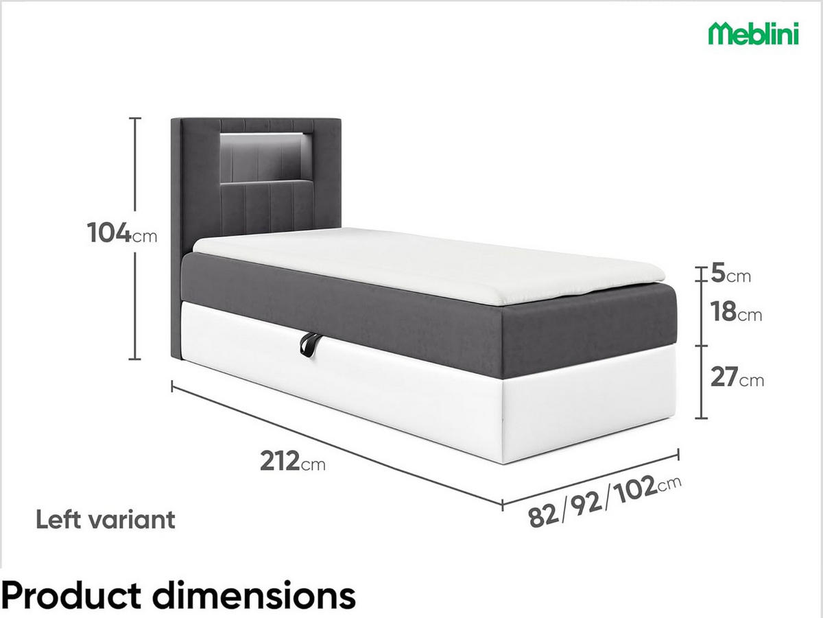 KINDERBETT GARETH 1 - Dunkelgrau/Weiß, Holzwerkstoff (102/212cm) - Meblini