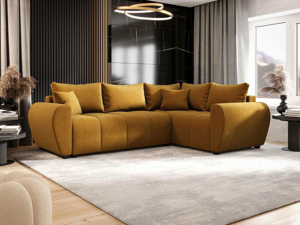ECKSOFA MOLISA L Itaka 33 Rechts mit Schlaffunktion - Currygelb, Textil (245/145cm) - Bedante