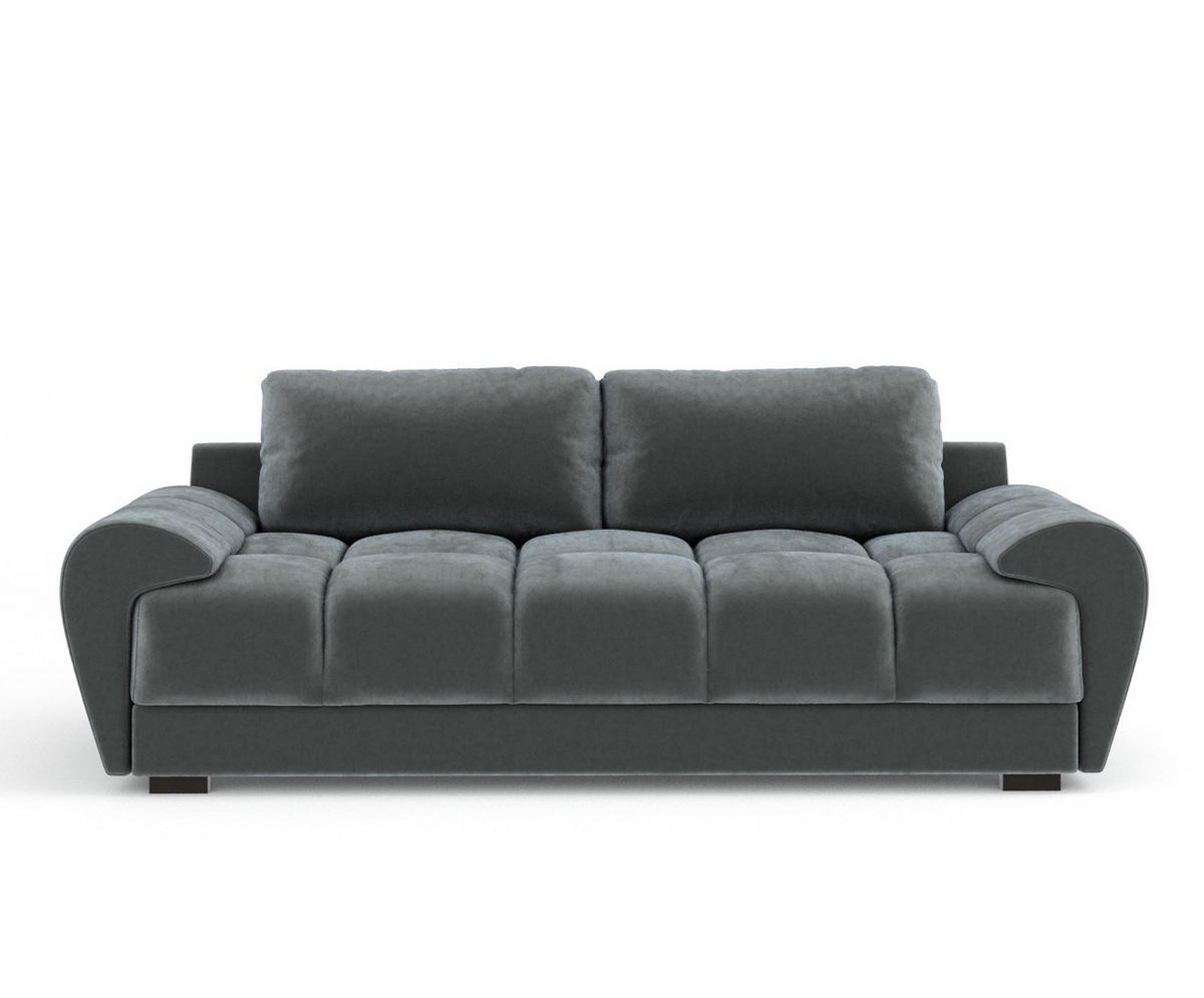 3-SITZER SOFA Peebles Dunkelgrau Samtstoff - Schwarz/Grau, Holz/Holzwerkstoff (244/90/101cm) - Maison de Reve