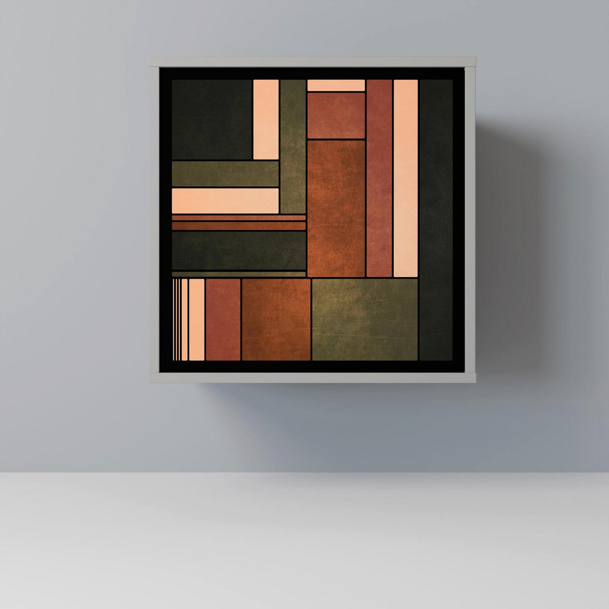 SIDEBOARD FIGURES OF NATURE, Grau, 57,5x42x75,5 cm, Goldfarbene Metallfüße - Goldfarben/Multicolor, Holzwerkstoff/Metall (57.5/75.5/42cm) - SpaceRebels