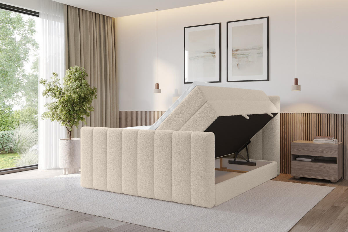 BOXSPRINGOVÁ POSTEL s matrací H3/H4 - OTTA-Z KING - 120x200 cm Tmavě béžová - kapučínová, kompozitní dřevo (120/200cm) - ALTDECOR
