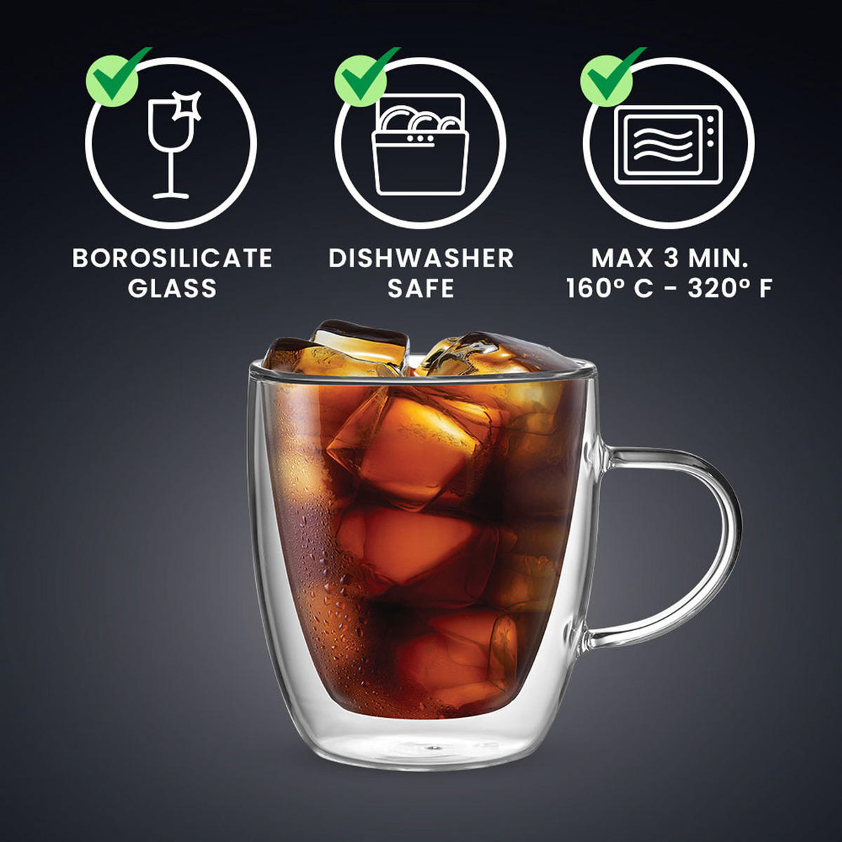 GLASBECHERSET Firenze, 2er Set, Doppelwandig, 80 ml - Transparent, Glas (0.08L) - Bialetti