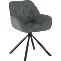 ARMLEHNENSTUHL Cord Grau - Schwarz/Grau, Textil/Metall (56/82/62cm) - CLP