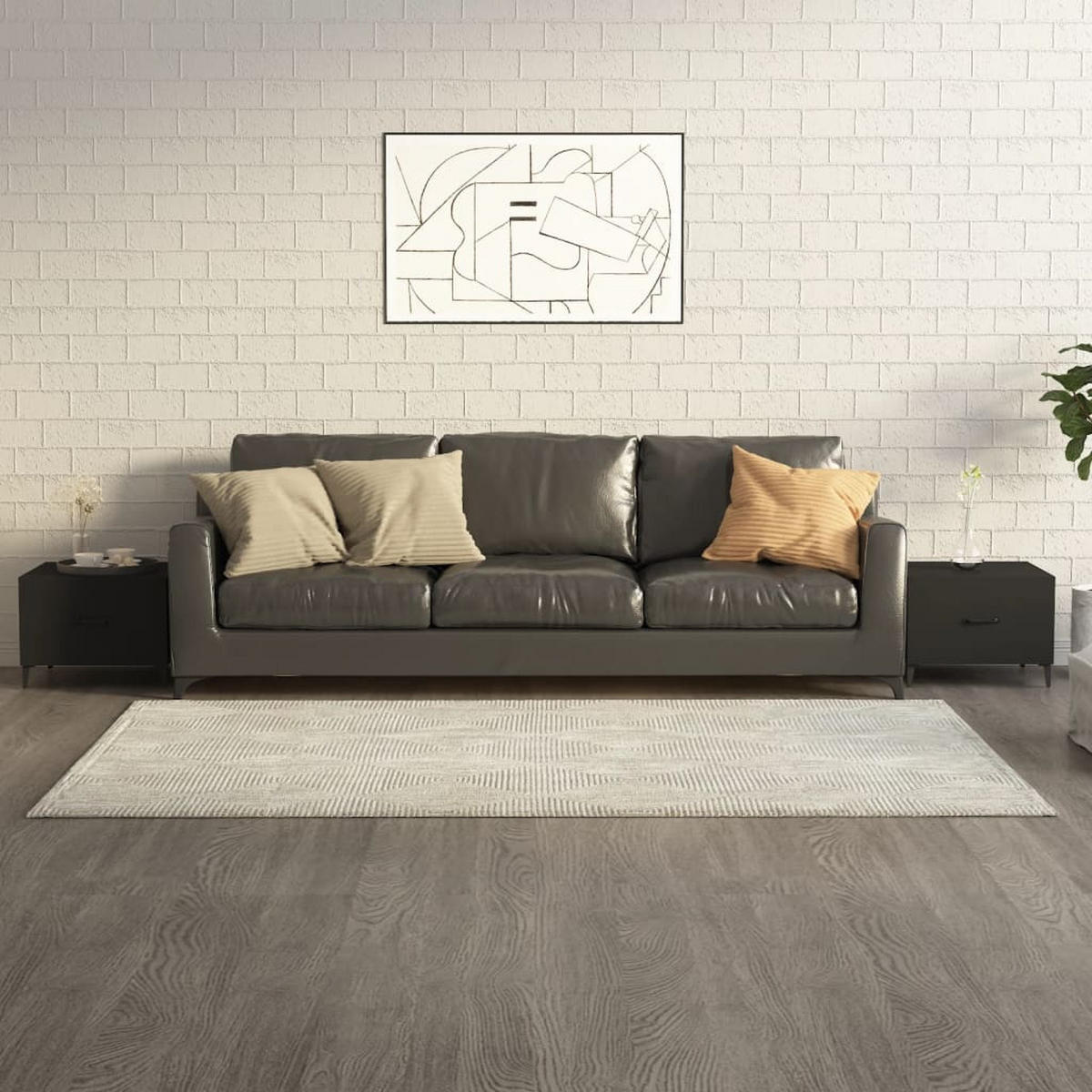 COUCHTISCHE mit Metallbeinen 2 Stk. Schwarz 50x50x40 cm - Schwarz, Holzwerkstoff (50/50/40cm) - furnicato