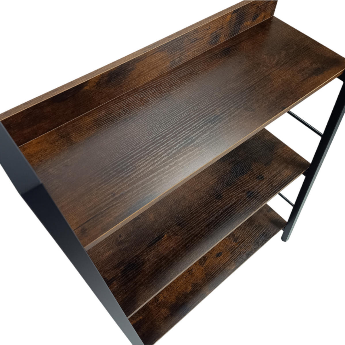 STANDREGAL Holzoptik Metall Dunkelbraun Schwarz 3 Ebenen 61x35x84 cm - Dunkelbraun/Schwarz, Holzwerkstoff/Metall (61/84/35cm) - Begryf