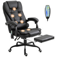MASSAGESESSEL Chefsessel mit Fußstütze Rückenpolster einstellbar PVC Schwarz - Schwarz, Kunststoff/Metall (79/121/67cm) - Vinsetto