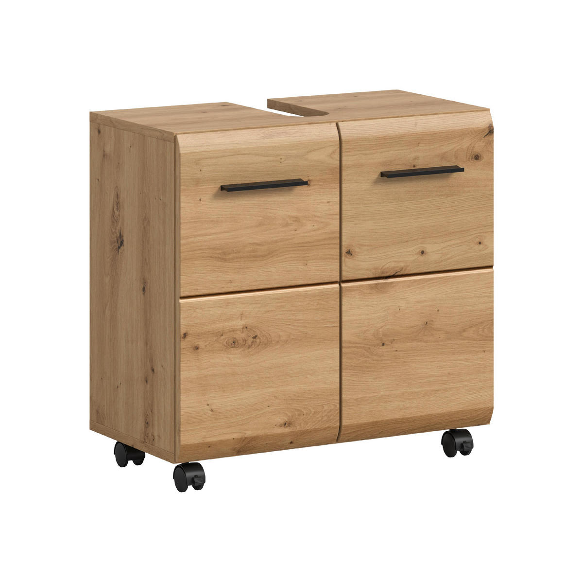 WASCHBECKENUNTERSCHRANK AUF ROLLEN Ice Artisan Oak 60/30/58 cm - Braun, Holzwerkstoff (60/58/30cm) - Xonox