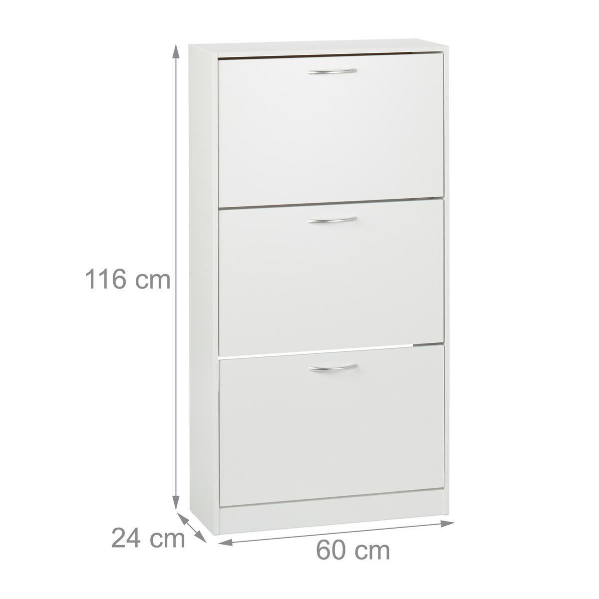 SCHUHSCHRANK - Silberfarben/Weiß, Holzwerkstoff/Kunststoff (60/116/24cm) - Relaxdays