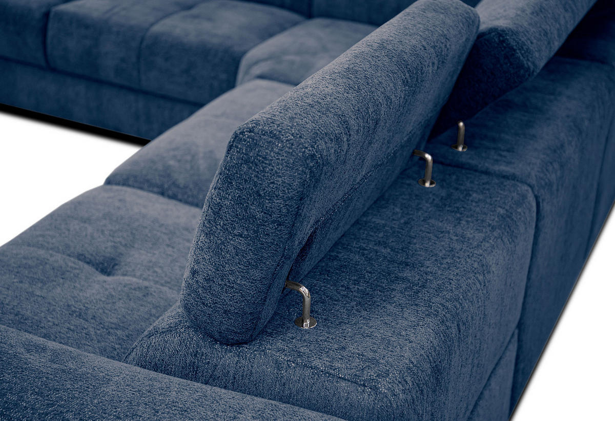 ECKSOFA CALVERA 5-Sitzer mit 1 Relaxfunktion, dunkelblau - Dunkelblau, Holzwerkstoff/Textil (239/298cm) - Courtois Laville