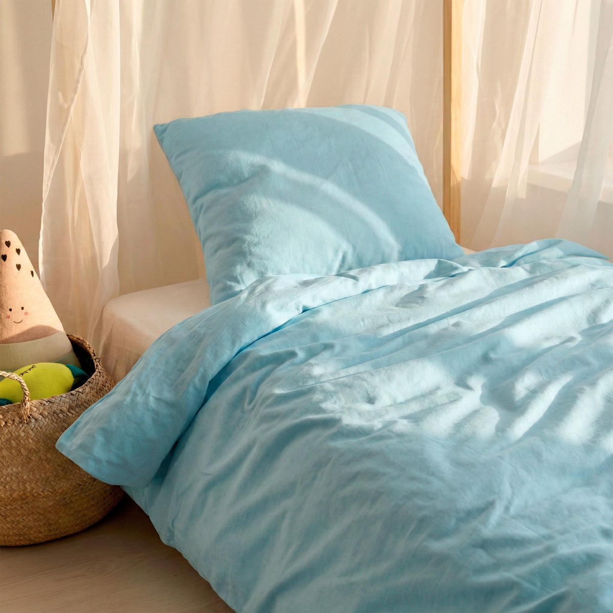 BETTBEZUG 2er-Set teiliges basic 135/140x200 cm (standardgrösse) blau - Blau, Textil (140/200cm) - Happy Friday