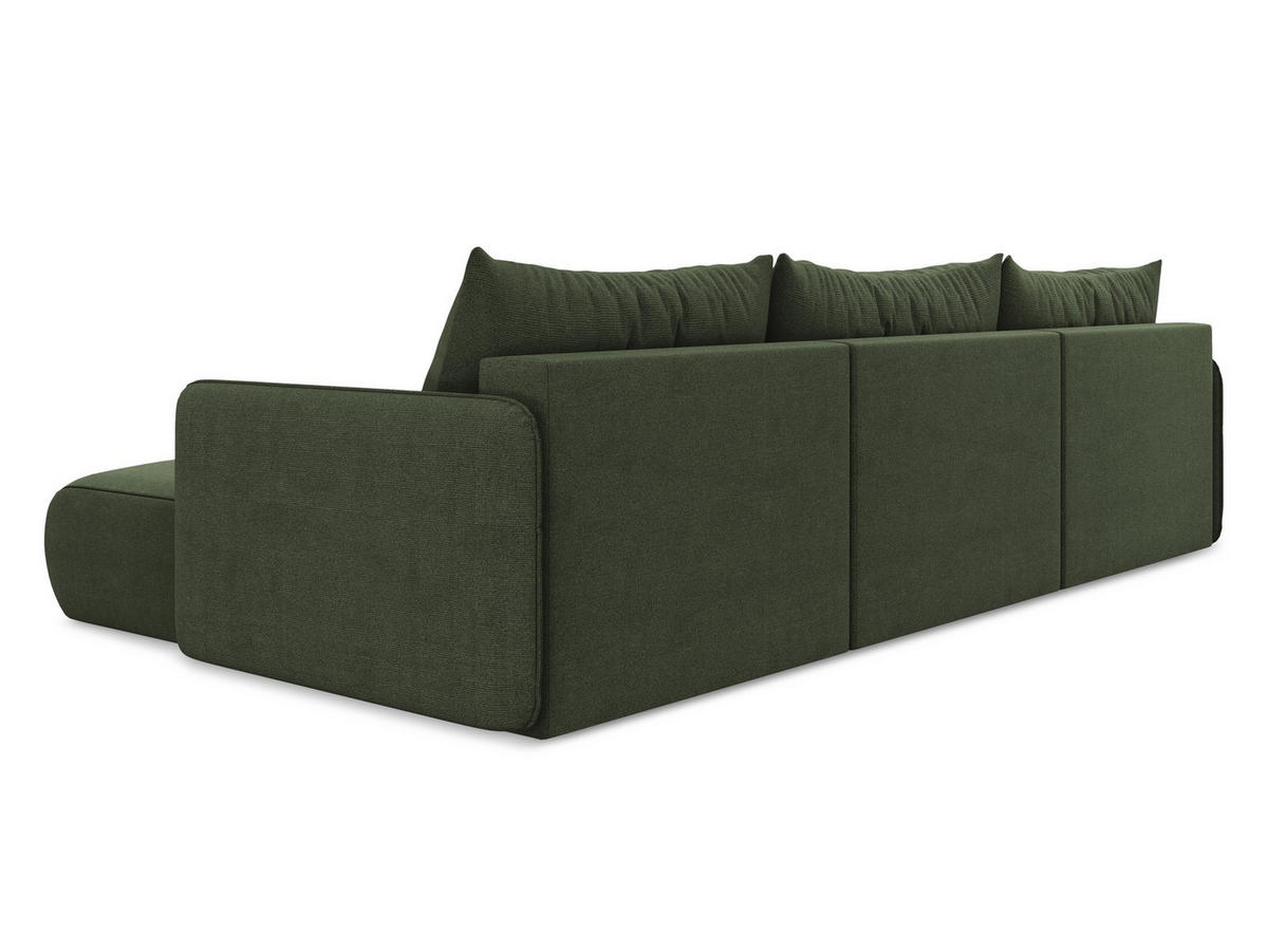 WOHNLANDSCHAFT Strukturstoff Stoff Grün - Schwarz/Olivgrün, Kunststoff/Textil (290/86/148cm) - Makamii