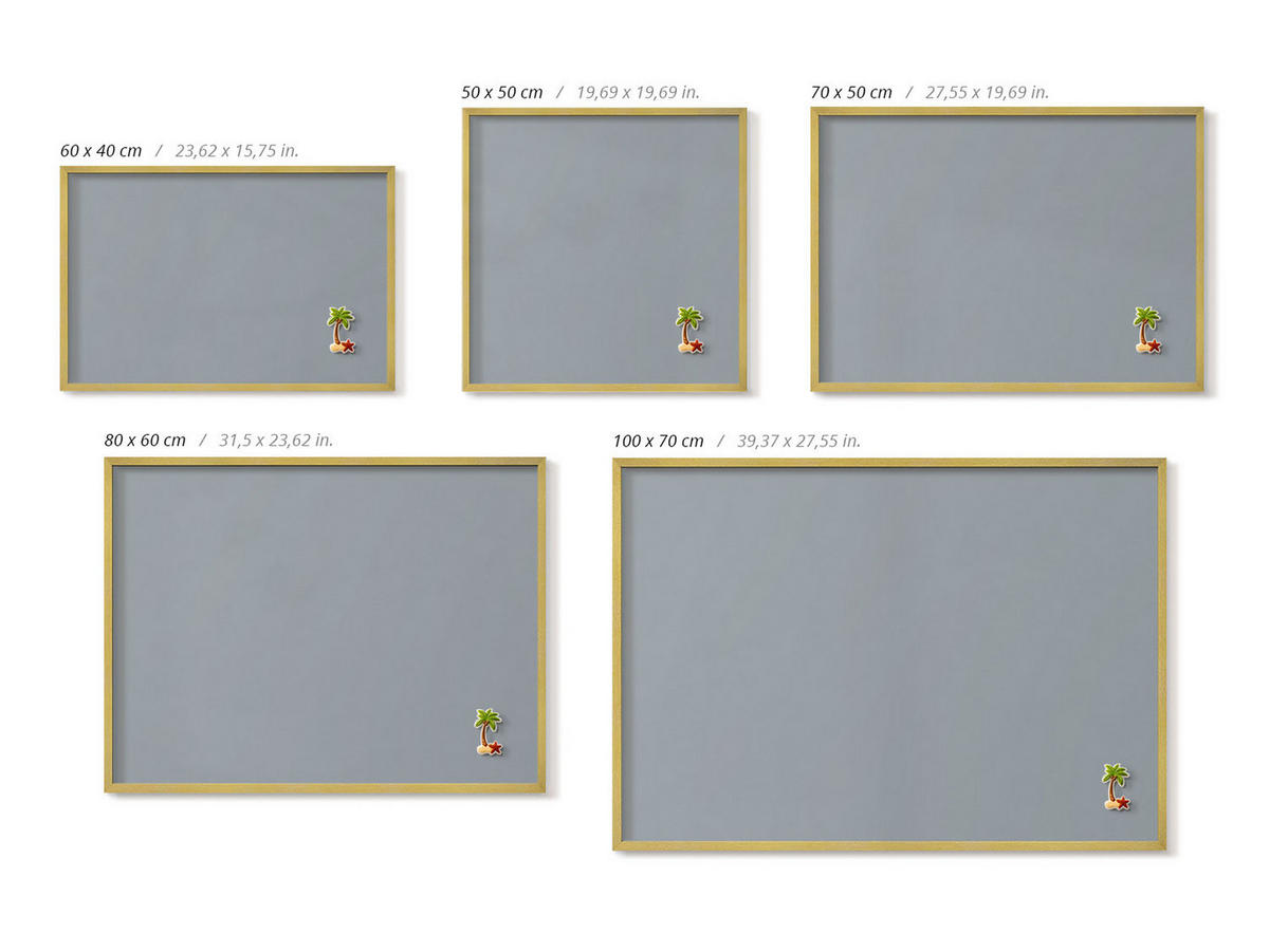 MAGNETTAFEL 70x50 cm Goldener Rahmen Grau - Graubraun, Metall (70/50/0.4cm) - TULUP