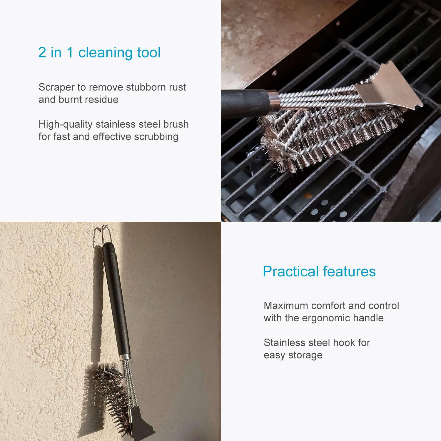 Thumbnail - Grillbürste, Silber, Metall, 43.5 cm, Grills & Outdoor-Küchen, Grillzubehör