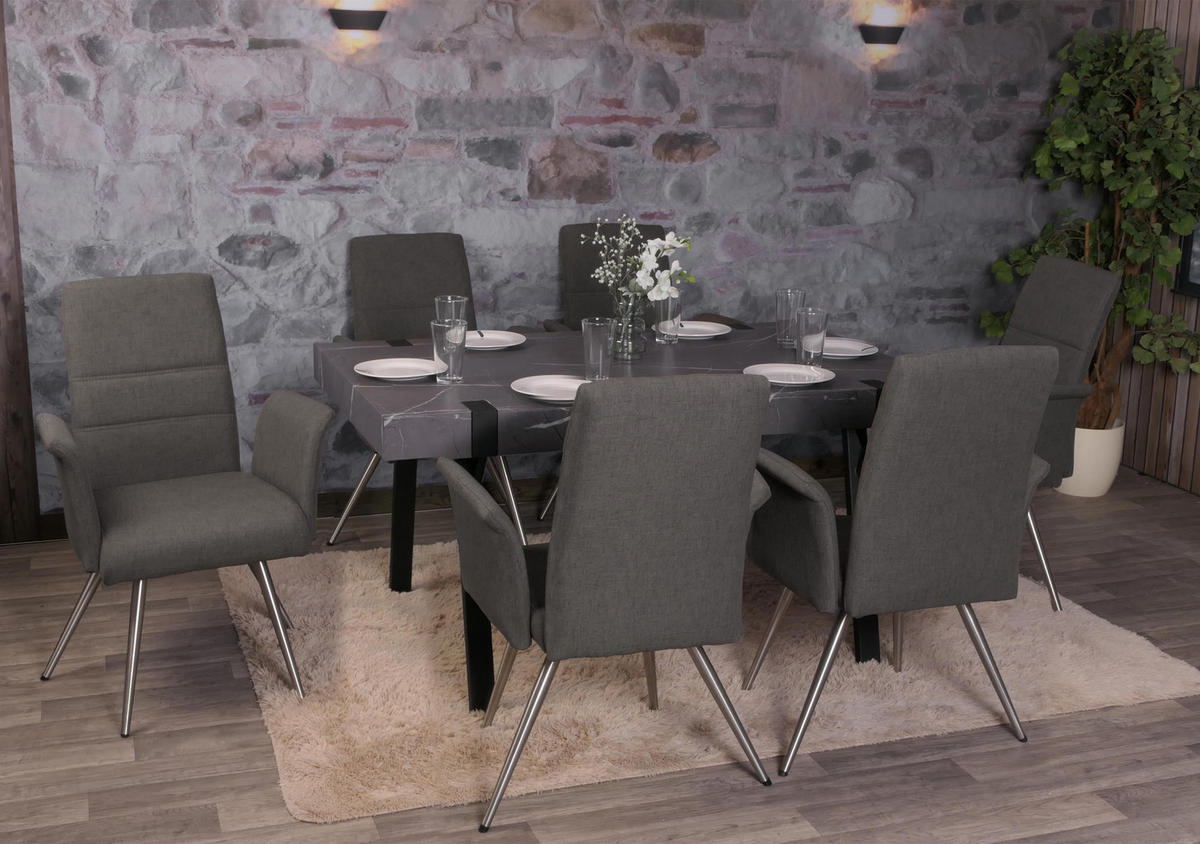 ESSZIMMERSTUHL Grau, Braun 6er-Set - Braun/Grau, Textil (68/97/64cm) - MCW