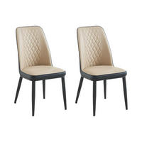 STUHL 2er-Set - Kunstleder & Metall - Beige & Anthrazit - MILDURA - Anthrazit, Leder (46/94/56.5cm) - Vente-Unique