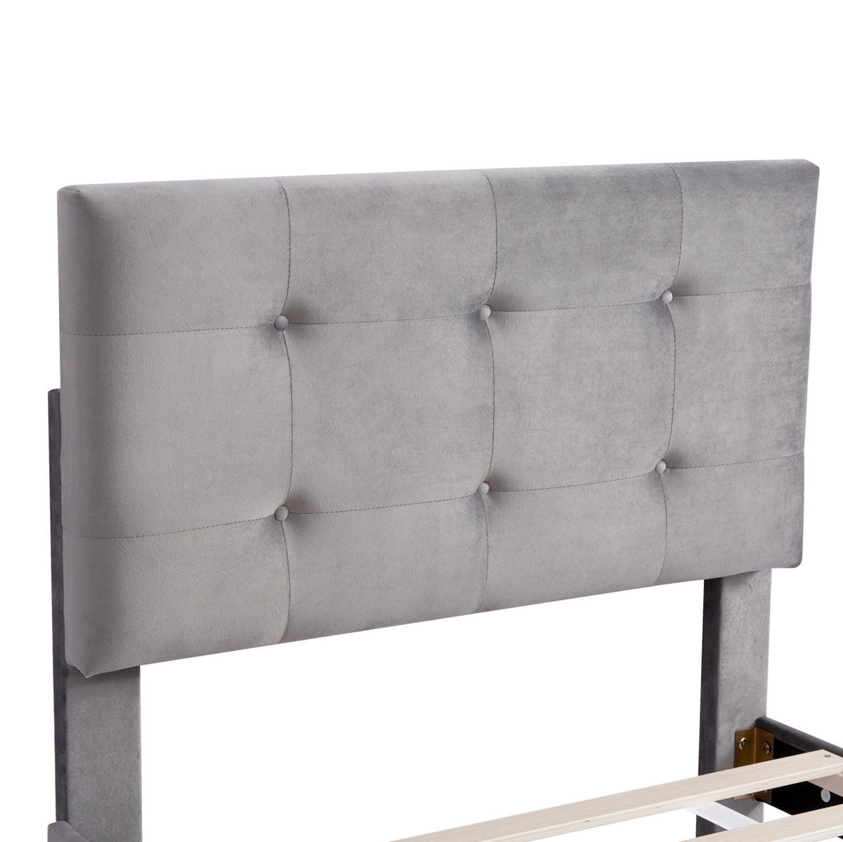 SAMT-POLSTERBETT 90/200 cm in Grau mit Lattenrost und Stauraum - Grau, Textil (90/200cm) - BEAOK