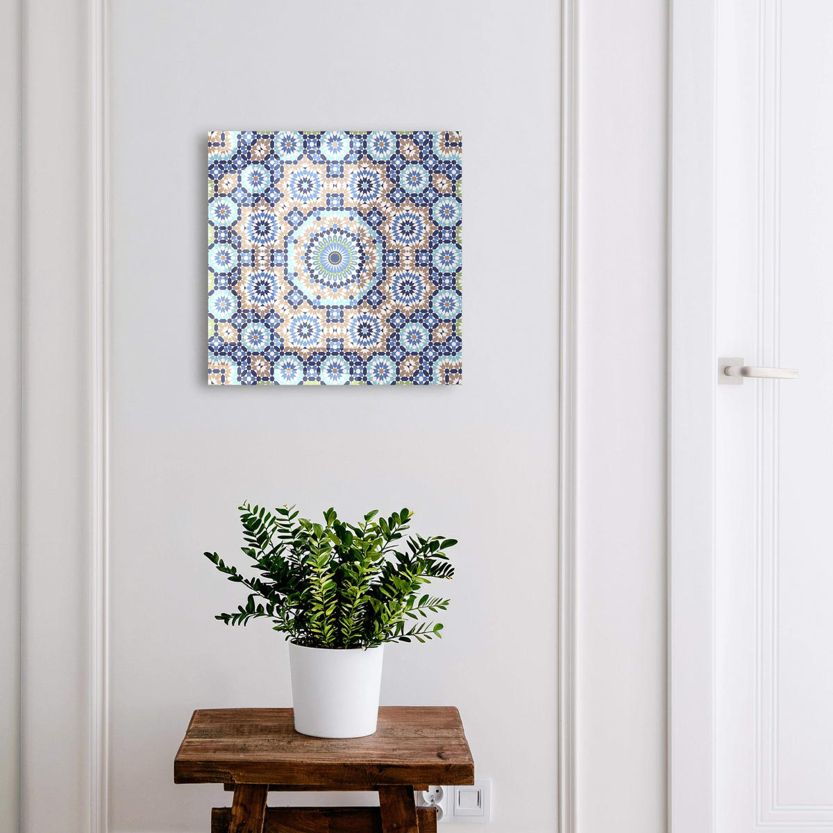 SCHLÜSSELBOX Schwarz 30x30 cm- Türöffnung nach rechts - Orientalisches Mosaik - Blau, Metall (30/30/5cm) - TULUP