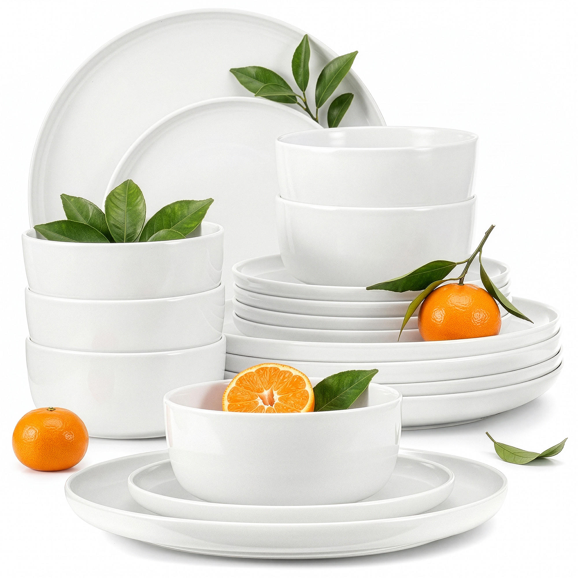 TAFELSERVICE VICTO Schüssel 6 Personen 18-tlg - Weiß, Keramik (27/2/27cm) - KONSIMO®