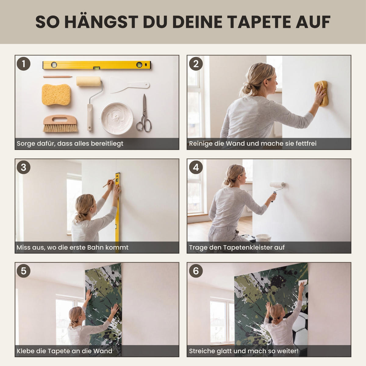 KINDERTAPETE - Fußball - Farbe - Spritzer - Grün - 220x240 cm - Dunkelgrün, Papier (220/240cm) - OnlyWow