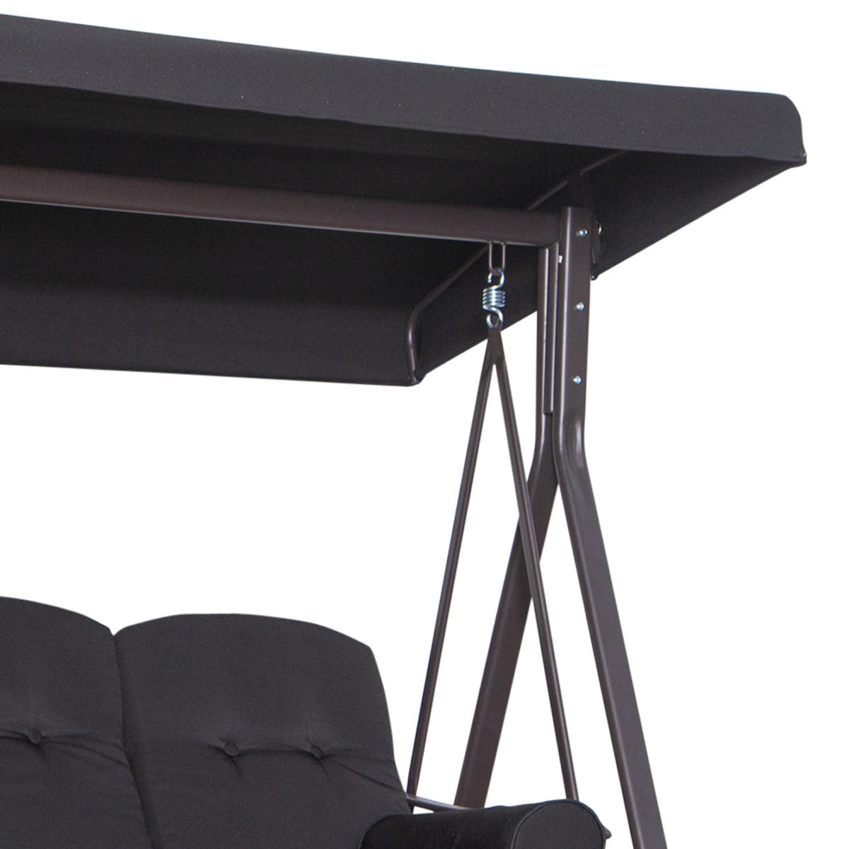 HOLLYWOODSCHAUKEL DE-07013 neigbares Dach, Metallrahmen Schwarz - Schwarz, Metall (206/183/116cm) - ComfortXL