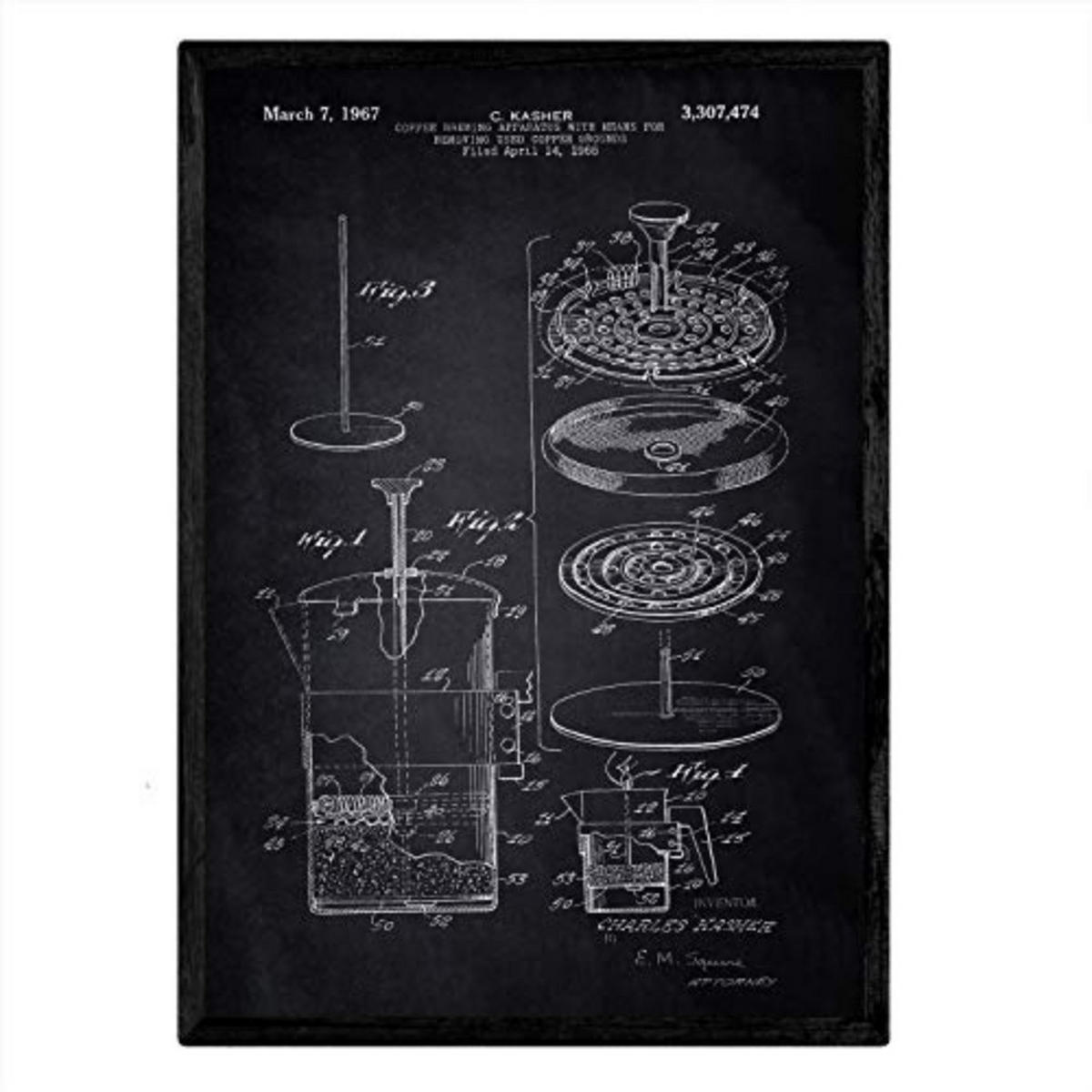 POSTER Kaffee Patent 3 A3 Rahmenlos - Klar, Papier (29.7/5/42cm) - Nacnic