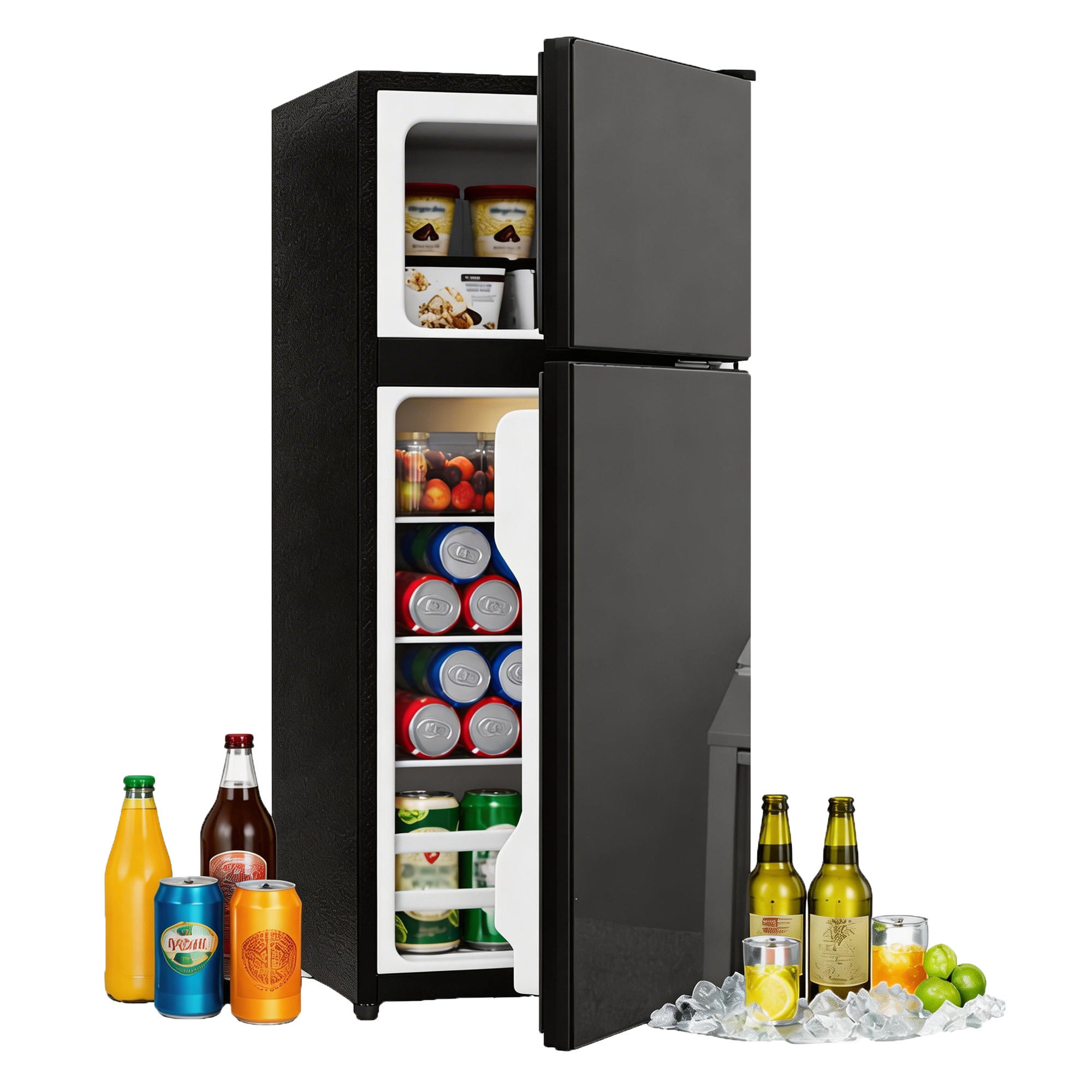 MINIKUHLSCHRANK 44.5/42.5/102 cm Schwarz 92L mit LED-Beleuchtung - Schwarz, Metall (44.5/102/42.5cm) - Oxeza