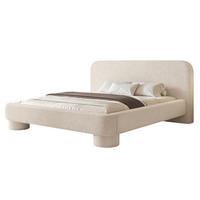 POLSTERBETT Frederico 140x200 cm Cremeweiß Bouclé – (Doppelbett mit Bettkasten, Lattenrost, rundes Kopfteil) - Creme, Holz/Holzwerkstoff (140/200cm) - Ravio