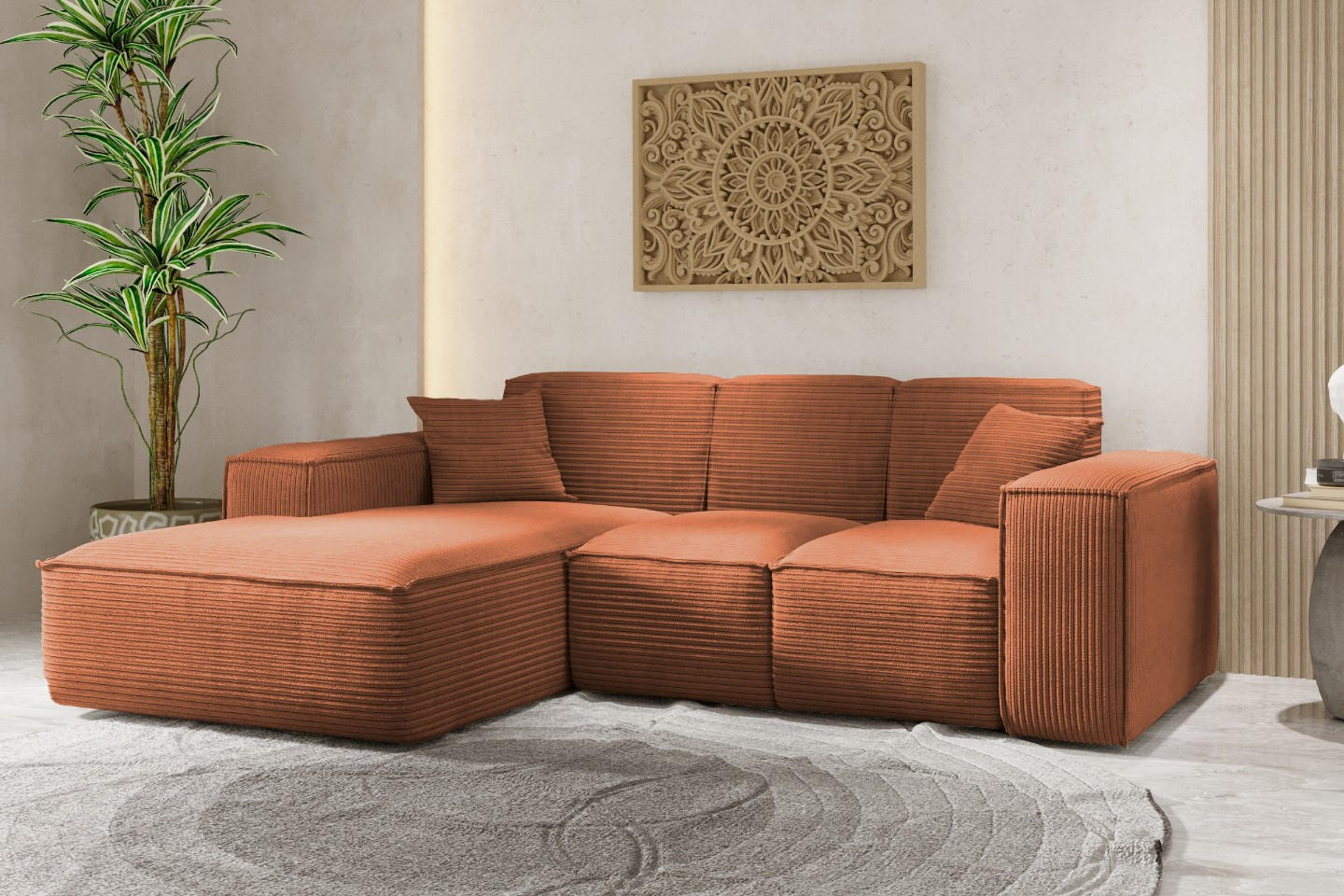 ECKSOFA L-Form Wohnzimmer SIENA Stoff Poso Kupfer Links - Kupferfarben, Holz/Textil (165/266cm) - Kaiser Möbel