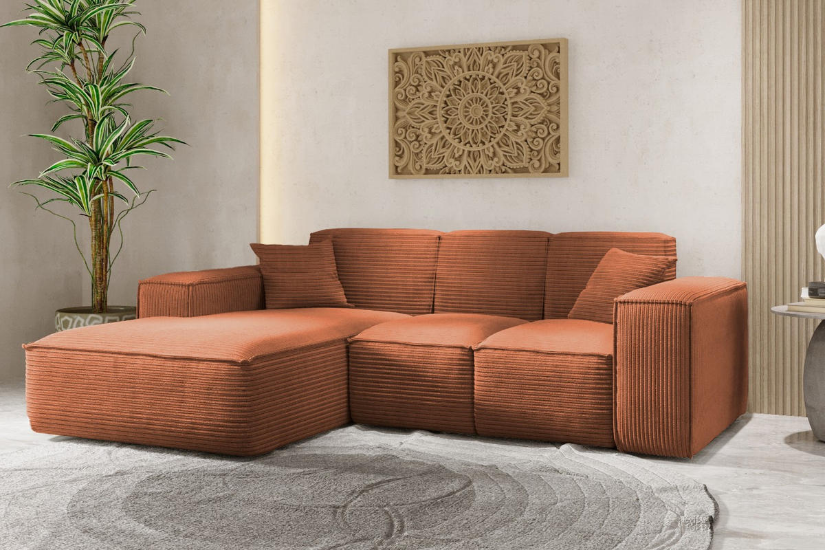 ECKSOFA L-Form Wohnzimmer SIENA Stoff Poso Kupfer Links - Kupferfarben, Holz/Textil (165/266cm) - Kaiser Möbel