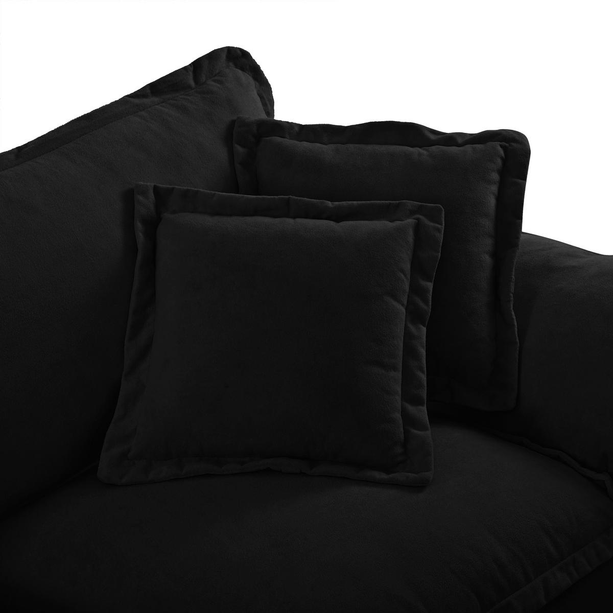 ECKSOFA aus Chenille 194x155x90 cm in Schwarz mit Ottomanen-Modul - Schwarz, Textil (155/90/194cm) - Modfu