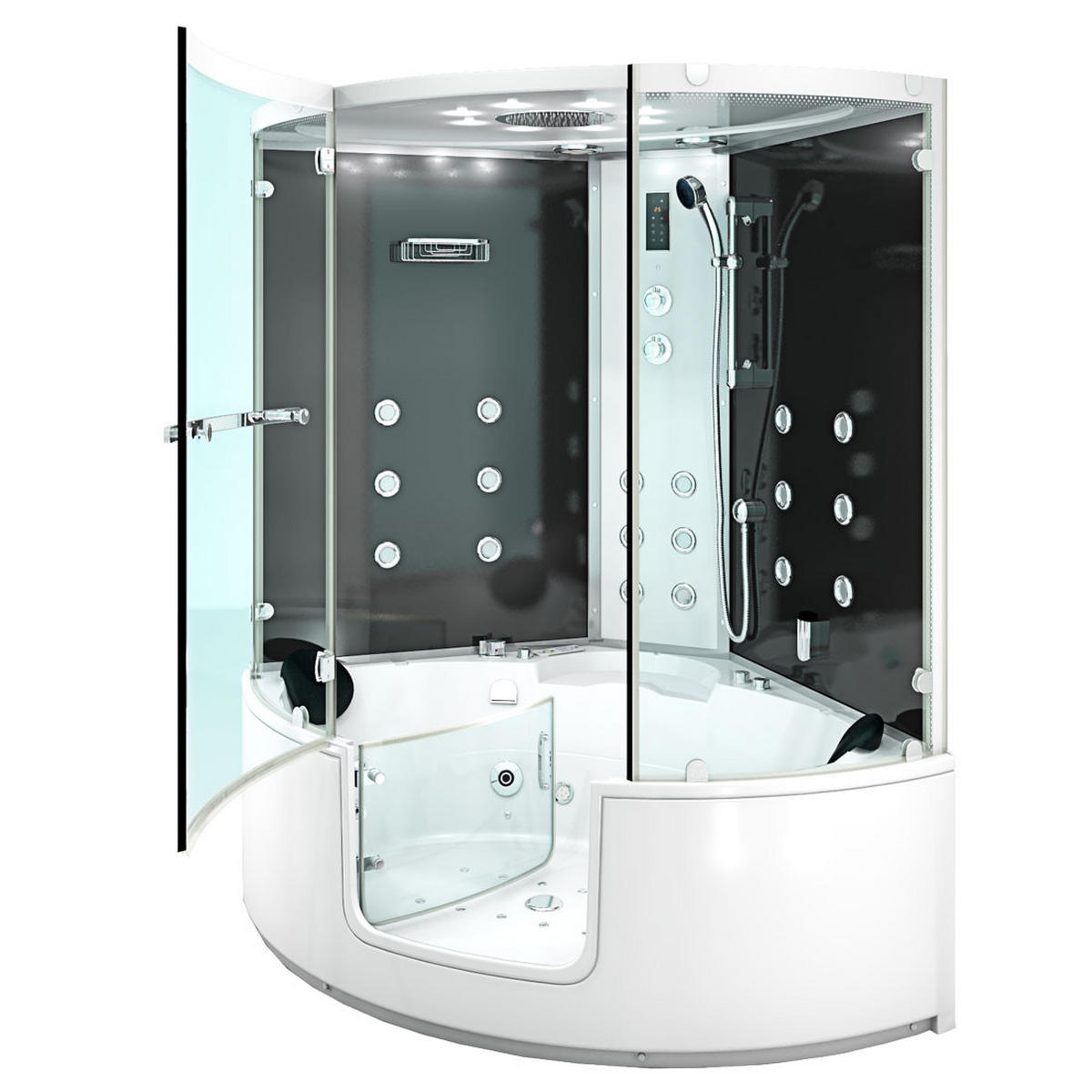 DAMPFDUSCHE Whirlpool K60-SW-EH-SC - Schwarz, Glas/Kunststoff (140/140/210cm) - AcquaVapore by Sandra Jentho