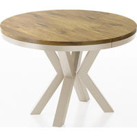 ESSTISCH Clara Beige Cashmere runder ausziehbarer, Lancelot Eiche 100-180/100/76 cm - Kaschmir/Eichefarben, Holzwerkstoff/Metall (100/100/76cm) - WFL GROUP